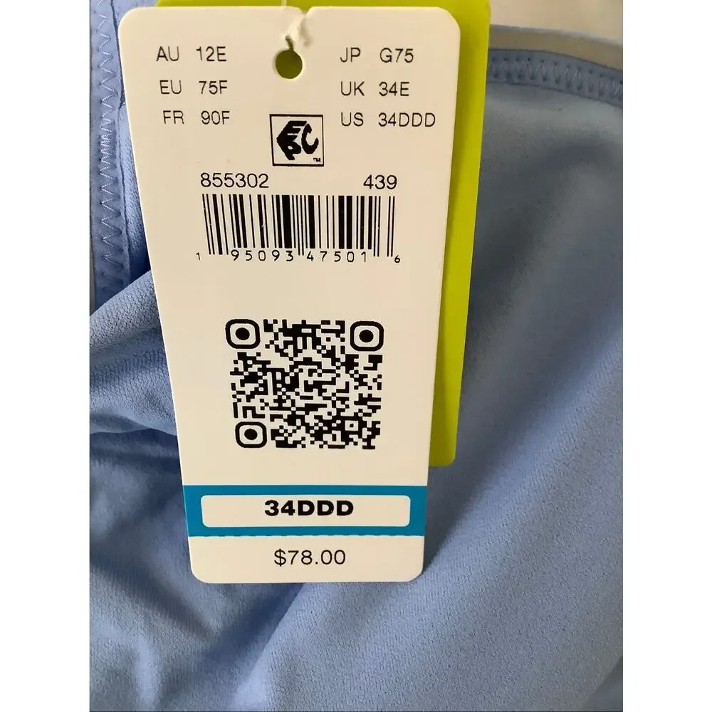 Wacoal Women's 34DDD Bel Air Blue Sydney Sport Underwire Bra Athleisure C15-2